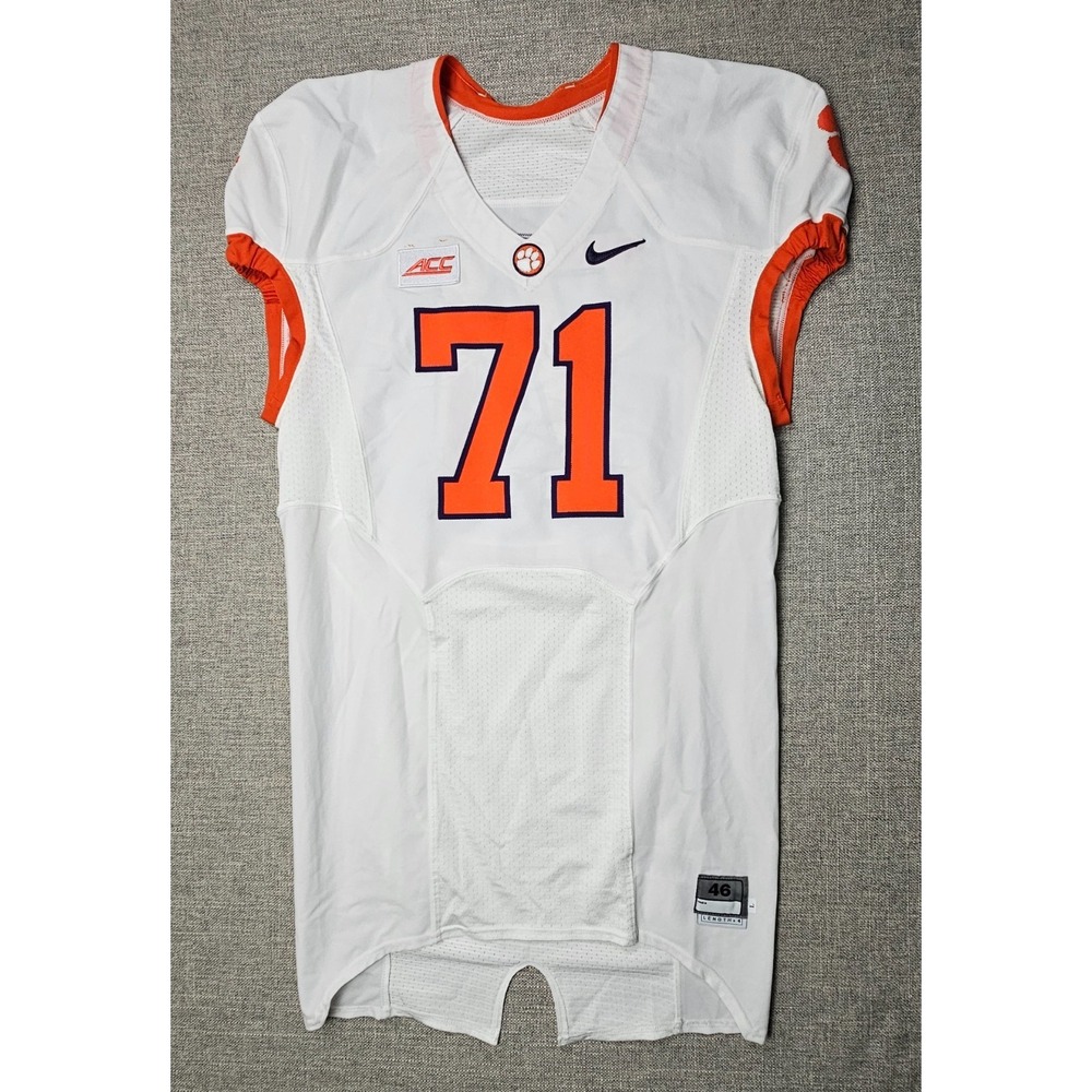 Clemson Tigers Football Jersey Mens 46 L White Game Worn Team‎ Issued Nike #71